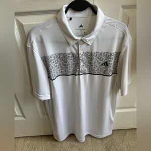 Adidas White Polo with Black Pattern
